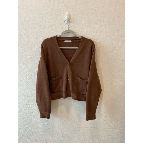 OAK + FORT Sweaters - Oak + Fort Cardigan Sweater Womens S/M Brown V-Neck Buttons